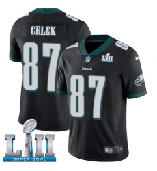 Youth Nike Philadelphia Eagles #87 Brent Celek Black Alternate Vapor Untouchable Limited Player Super Bowl LII NFL Jersey