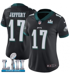 Women's Nike Philadelphia Eagles #17 Alshon Jeffery Black Alternate Vapor Untouchable Limited Player Super Bowl LII NFL Jersey