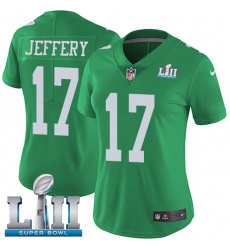 Women's Nike Philadelphia Eagles #17 Alshon Jeffery Limited Green Rush Vapor Untouchable Super Bowl LII NFL Jersey