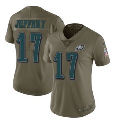 Women's Nike Philadelphia Eagles #17 Alshon Jeffery Limited Olive 2017 Salute to Service NFL Jersey