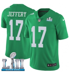 Youth Nike Philadelphia Eagles #17 Alshon Jeffery Limited Green Rush Vapor Untouchable Super Bowl LII NFL Jersey