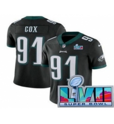 Men's Philadelphia Eagles #91 Fletcher Cox Limited Black Super Bowl LVII Vapor Jersey