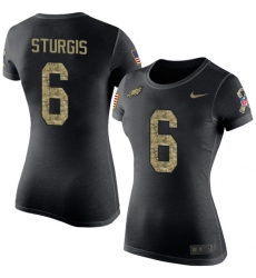 Women's Nike Philadelphia Eagles #6 Caleb Sturgis Black Camo Salute to Service T-Shirt