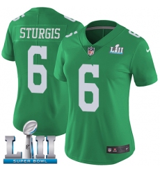 Women's Nike Philadelphia Eagles #6 Caleb Sturgis Limited Green Rush Vapor Untouchable Super Bowl LII NFL Jersey