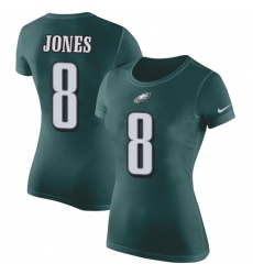 Women's Nike Philadelphia Eagles #8 Donnie Jones Green Rush Pride Name & Number T-Shirt