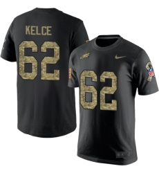 Nike Philadelphia Eagles #62 Jason Kelce Black Camo Salute to Service T-Shirt