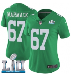 Women's Nike Philadelphia Eagles #67 Chance Warmack Limited Green Rush Vapor Untouchable Super Bowl LII NFL Jersey