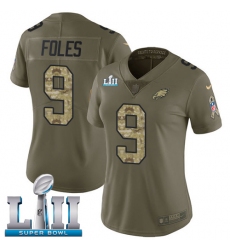 Women's Nike Philadelphia Eagles #9 Nick Foles Limited Olive/Camo 2017 Salute to Service Super Bowl LII NFL Jersey