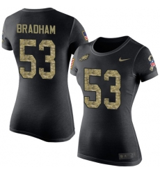 Women's Nike Philadelphia Eagles #53 Nigel Bradham Black Camo Salute to Service T-Shirt