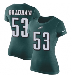 Women's Nike Philadelphia Eagles #53 Nigel Bradham Green Rush Pride Name & Number T-Shirt