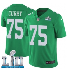 Men's Nike Philadelphia Eagles #75 Vinny Curry Limited Green Rush Vapor Untouchable Super Bowl LII NFL Jersey