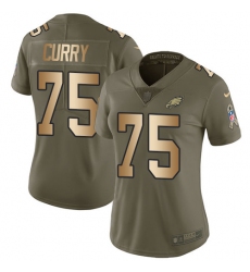 Women's Nike Philadelphia Eagles #75 Vinny Curry Limited Olive/Gold 2017 Salute to Service NFL Jersey