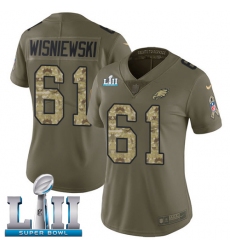 Women's Nike Philadelphia Eagles #61 Stefen Wisniewski Limited Olive/Camo 2017 Salute to Service Super Bowl LII NFL Jersey