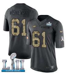 Youth Nike Philadelphia Eagles #61 Stefen Wisniewski Limited Black 2016 Salute to Service Super Bowl LII NFL Jersey