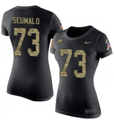 Women's Nike Philadelphia Eagles #73 Isaac Seumalo Black Camo Salute to Service T-Shirt