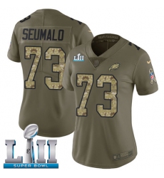 Women's Nike Philadelphia Eagles #73 Isaac Seumalo Limited Olive/Camo 2017 Salute to Service Super Bowl LII NFL Jersey