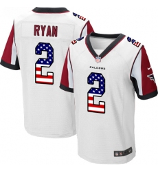 Men's Nike Atlanta Falcons #2 Matt Ryan Elite White Road USA Flag Fashion NFL Jersey