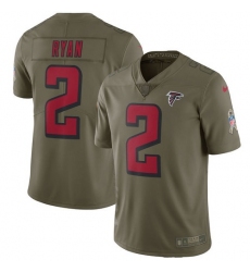 Men's Nike Atlanta Falcons #2 Matt Ryan Limited Olive 2017 Salute to Service NFL Jersey