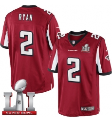 Men's Nike Atlanta Falcons #2 Matt Ryan Red Team Color Super Bowl LI 51 Vapor Untouchable Limited Player NFL Jersey