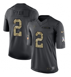 Youth Nike Atlanta Falcons #2 Matt Ryan Limited Black 2016 Salute to Service NFL Jersey