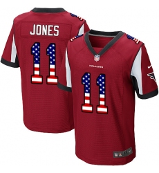 Men's Nike Atlanta Falcons #11 Julio Jones Elite Red Home USA Flag Fashion NFL Jersey