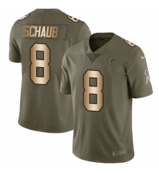 Men's Nike Atlanta Falcons #8 Matt Schaub Limited Olive/Gold 2017 Salute to Service NFL Jersey
