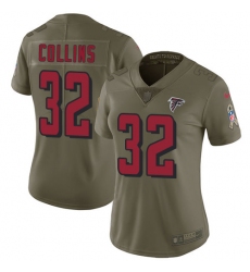 Women's Nike Atlanta Falcons #32 Jalen Collins Limited Olive 2017 Salute to Service NFL Jersey
