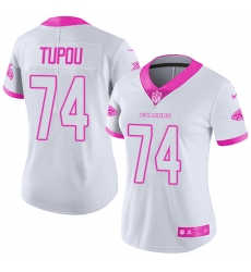Women's Nike Atlanta Falcons #74 Tani Tupou Limited White/Pink Rush Fashion NFL Jersey