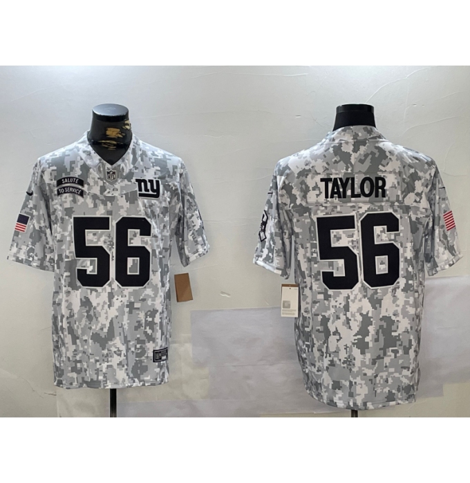 Men's New York Giants #56 Lawrence Taylory Arctic Camo 2024 FUSE Salute to Service Limited Stitched Jersey