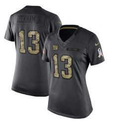 Women's Nike New York Giants #13 Odell Beckham Jr Limited Black 2016 Salute to Service NFL Jersey