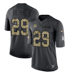 Youth Nike New York Giants #29 Nat Berhe Limited Black 2016 Salute to Service NFL Jersey