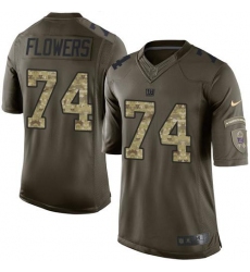 Men's Nike New York Giants #74 Ereck Flowers Elite Green Salute to Service NFL Jersey