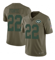 Men's Nike New York Jets #22 Matt Forte Limited Olive 2017 Salute to Service NFL Jersey