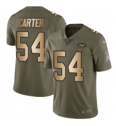 Youth Nike New York Jets #54 Bruce Carter Limited Olive/Gold 2017 Salute to Service NFL Jersey