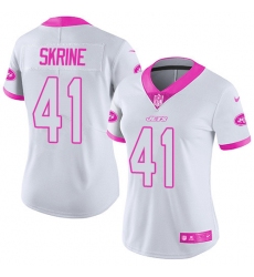 Women's Nike New York Jets #41 Buster Skrine Limited White/Pink Rush Fashion NFL Jersey