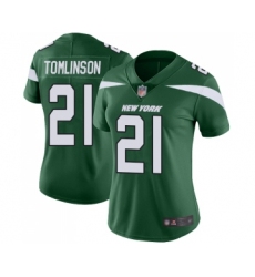 Women's New York Jets #21 LaDainian Tomlinson Green Team Color Vapor Untouchable Limited Player Football Jersey