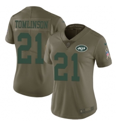 Women's Nike New York Jets #21 LaDainian Tomlinson Limited Olive 2017 Salute to Service NFL Jersey