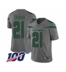 Youth New York Jets #21 LaDainian Tomlinson Limited Gray Inverted Legend 100th Season Football Jersey