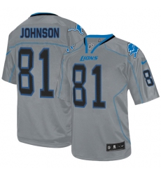 Men's Nike Detroit Lions #81 Calvin Johnson Elite Lights Out Grey NFL Jersey
