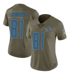 Women's Nike Detroit Lions #81 Calvin Johnson Limited Olive 2017 Salute to Service NFL Jersey