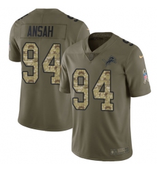 Youth Nike Detroit Lions #94 Ziggy Ansah Limited Olive/Camo Salute to Service NFL Jersey