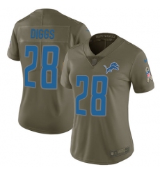 Women's Nike Detroit Lions #28 Quandre Diggs Limited Olive 2017 Salute to Service NFL Jersey
