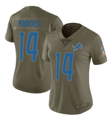 Women's Nike Detroit Lions #14 Jake Rudock Limited Olive 2017 Salute to Service NFL Jersey