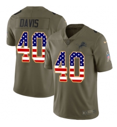 Youth Nike Detroit Lions #40 Jarrad Davis Limited Olive/USA Flag Salute to Service NFL Jersey