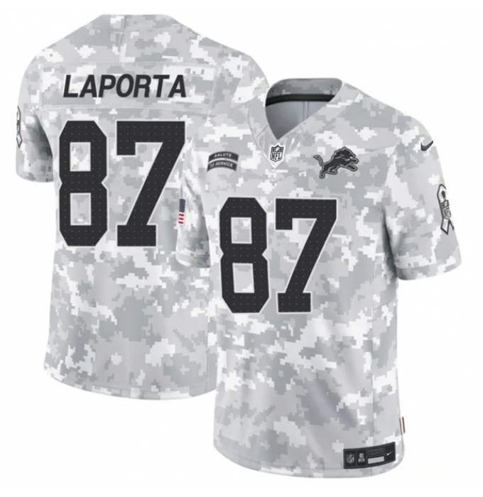 Men's Detroit Lions #87 Sam LaPorta 2024 F.U.S.E Arctic Camo Salute To Service Limited Stitched Football Jersey