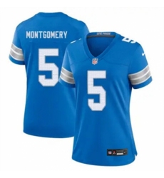 Women Detroit Lions #5 David Montgomery Blue 2024 F U S E Vapor Limited Stitched Jersey