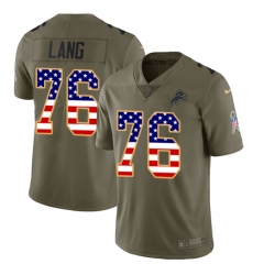 Youth Nike Detroit Lions #76 T.J. Lang Limited Olive/USA Flag Salute to Service NFL Jersey