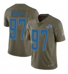 Men's Nike Detroit Lions #97 Akeem Spence Limited Olive 2017 Salute to Service NFL Jersey