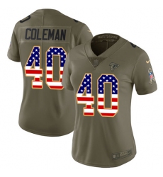 Women's Nike Atlanta Falcons #40 Derrick Coleman Limited Olive/USA Flag 2017 Salute to Service NFL Jersey