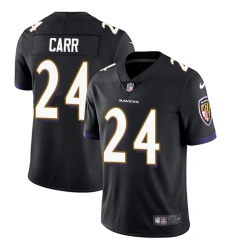Youth Nike Baltimore Ravens #24 Brandon Carr Black Alternate Vapor Untouchable Limited Player NFL Jersey